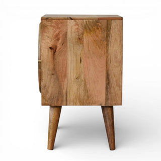 Round Rattan Door Bedside Table | Solid Mango Wood