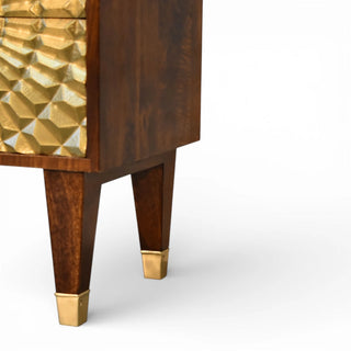 Gold Sunburst Front Bedside Table | Eden Chestnut