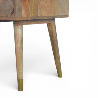 Gold Brass Inlay Bedside Table | 1 Drawer Scandinavian Legs
