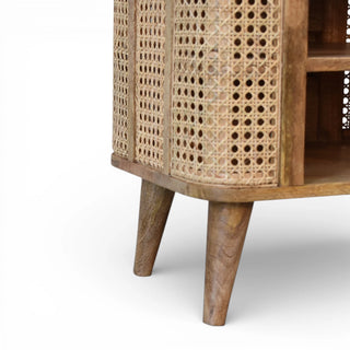 Open Rattan Bedside Table | Solid Mango Wood