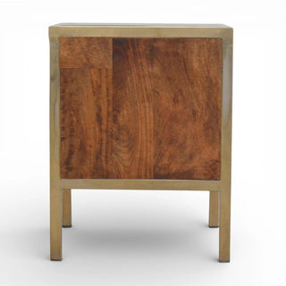Gold Frame Bedside Table with 2 Drawers | Solid Wood