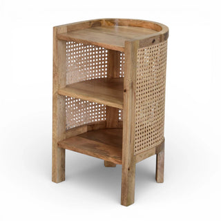 Slim Open Rattan Bedside Table | Solid Mango Wood