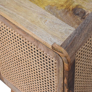 Rattan Door Bedside Table | Solid Mango Wood