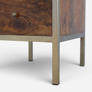 Gold Frame Bedside Table with 2 Drawers | Solid Wood