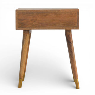 Gold Brass Inlay Bedside Table | 1 Drawer Scandinavian Legs