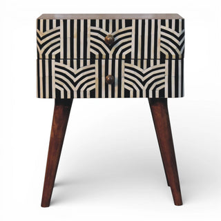 Honey Caramel Bone Inlay Bedside Table | 2-Drawer