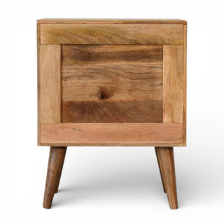 Round Rattan Door Bedside Table | Solid Mango Wood