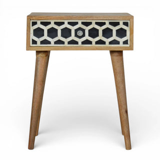 Bone Inlay Bedside Table | Single Drawer | Solid Mango Wood