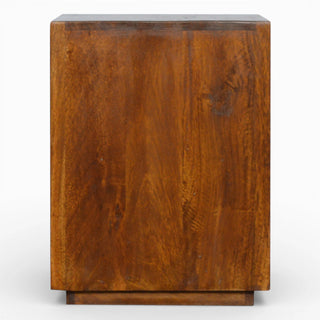 Gold Bar Bedside Table with Open Shelf | Chestnut Wood