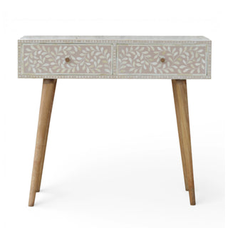 Bone Inlay Console Table Floral Taupe