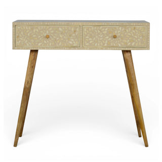 Bone Inlay Console Table Floral Grey