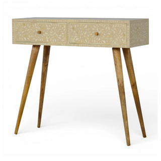 Bone Inlay Console Table Floral Grey