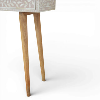 Bone Inlay Console Table Floral Taupe