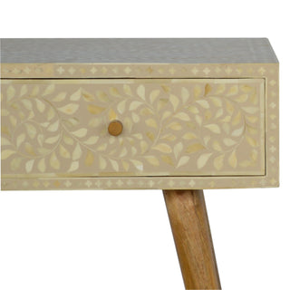 Bone Inlay Console Table Floral Grey