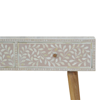 Bone Inlay Console Table Floral Taupe