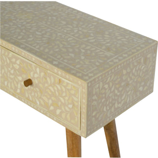 Bone Inlay Console Table Floral Grey