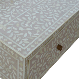 Bone Inlay Console Table Floral Taupe