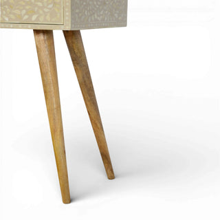 Bone Inlay Console Table Floral Grey