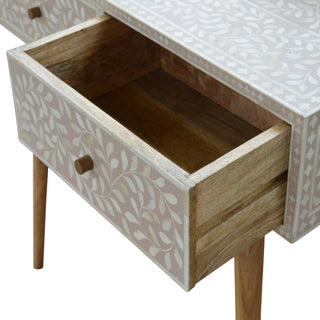 Bone Inlay Console Table Floral Taupe