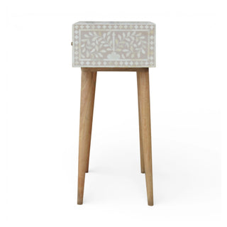 Bone Inlay Console Table Floral Taupe