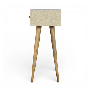 Bone Inlay Console Table Floral Grey