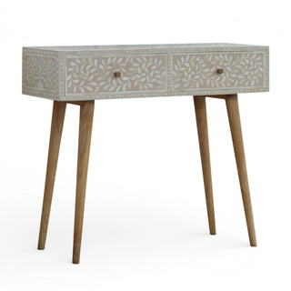 Bone Inlay Console Table Floral Taupe