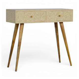 Bone Inlay Console Table Floral Grey