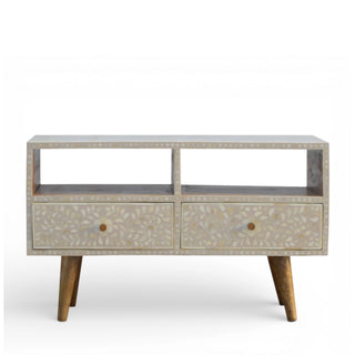 Bone Inlay Media Unit Floral Grey