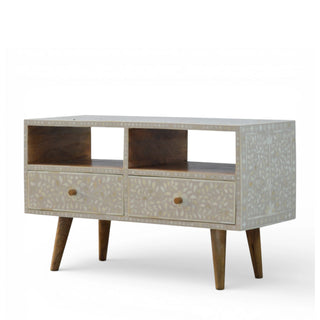 Bone Inlay Media Unit Floral Grey