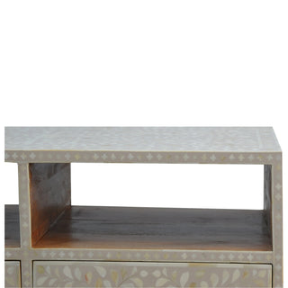 Bone Inlay Media Unit Floral Grey