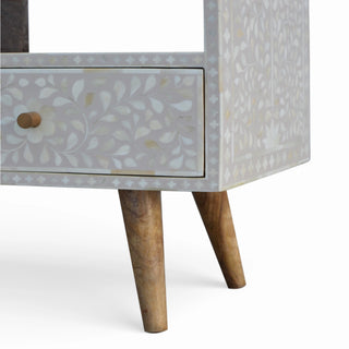 Bone Inlay Media Unit Floral Grey