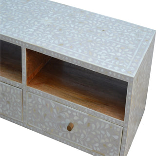 Bone Inlay Media Unit Floral Grey