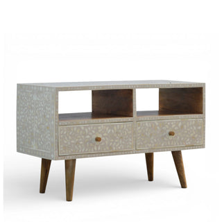 Bone Inlay Media Unit Floral Grey
