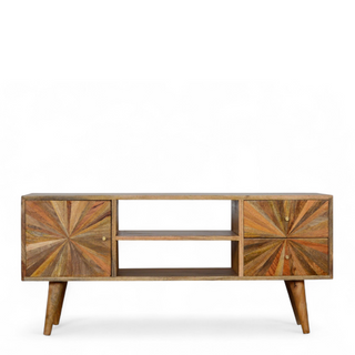 Mid-Century Modern Solid Wood Sunrise TV Stand