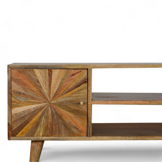 Mid-Century Modern Solid Wood Sunrise TV Stand