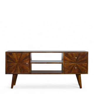 Mid-Century Modern Chestnut Sunrise Solid Wood TV Stand