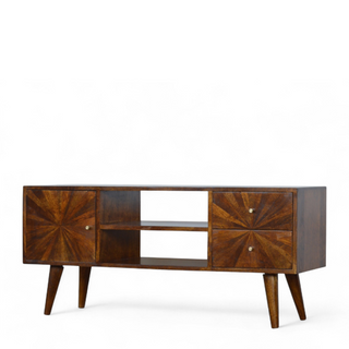 Mid-Century Modern Chestnut Sunrise Solid Wood TV Stand