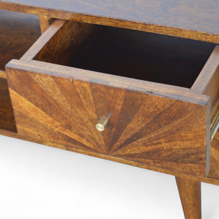 Mid-Century Modern Chestnut Sunrise Solid Wood TV Stand