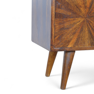 Mid-Century Modern Chestnut Sunrise Solid Wood TV Stand