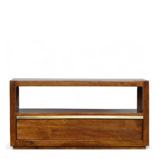 Chestnut Solid Wood Media Unit with Gold Bar Detail