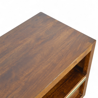 Chestnut Solid Wood Media Unit with Gold Bar Detail