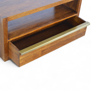 Chestnut Solid Wood Media Unit with Gold Bar Detail
