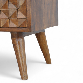 Mid-Century Modern Solid Wood Diamond Carved TV Cabinet