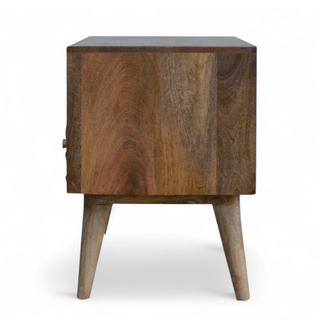 Mid-Century Modern Solid Wood Cube Carved TV Stand