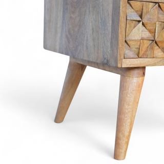 Mid-Century Modern Solid Wood Diamond Carved TV Stand