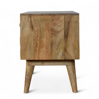 Mid-Century Modern Solid Wood Diamond Carved TV Stand