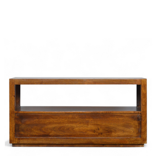 Chestnut Solid Wood Media Unit with Gold Bar Detail