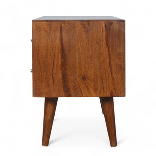 Mid-Century Modern Chestnut Solid Wood Gold Inlay TV Stand