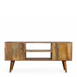 Mid-Century Modern Solid Wood Sunrise TV Stand