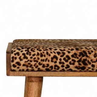 Velvet Ottoman Footstool | Leopard Print Tray Style